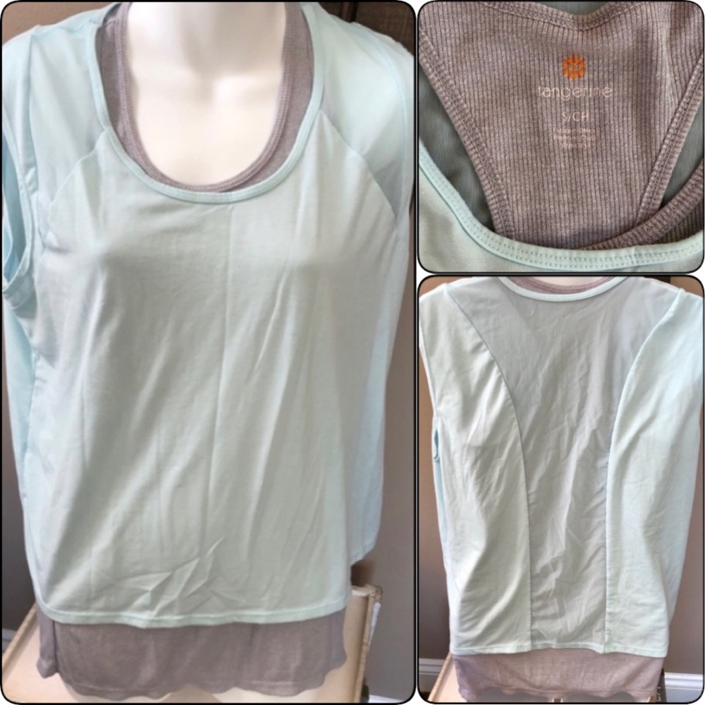 Tangerine Athletic/Fitness Layered Tank Top, S EUC
